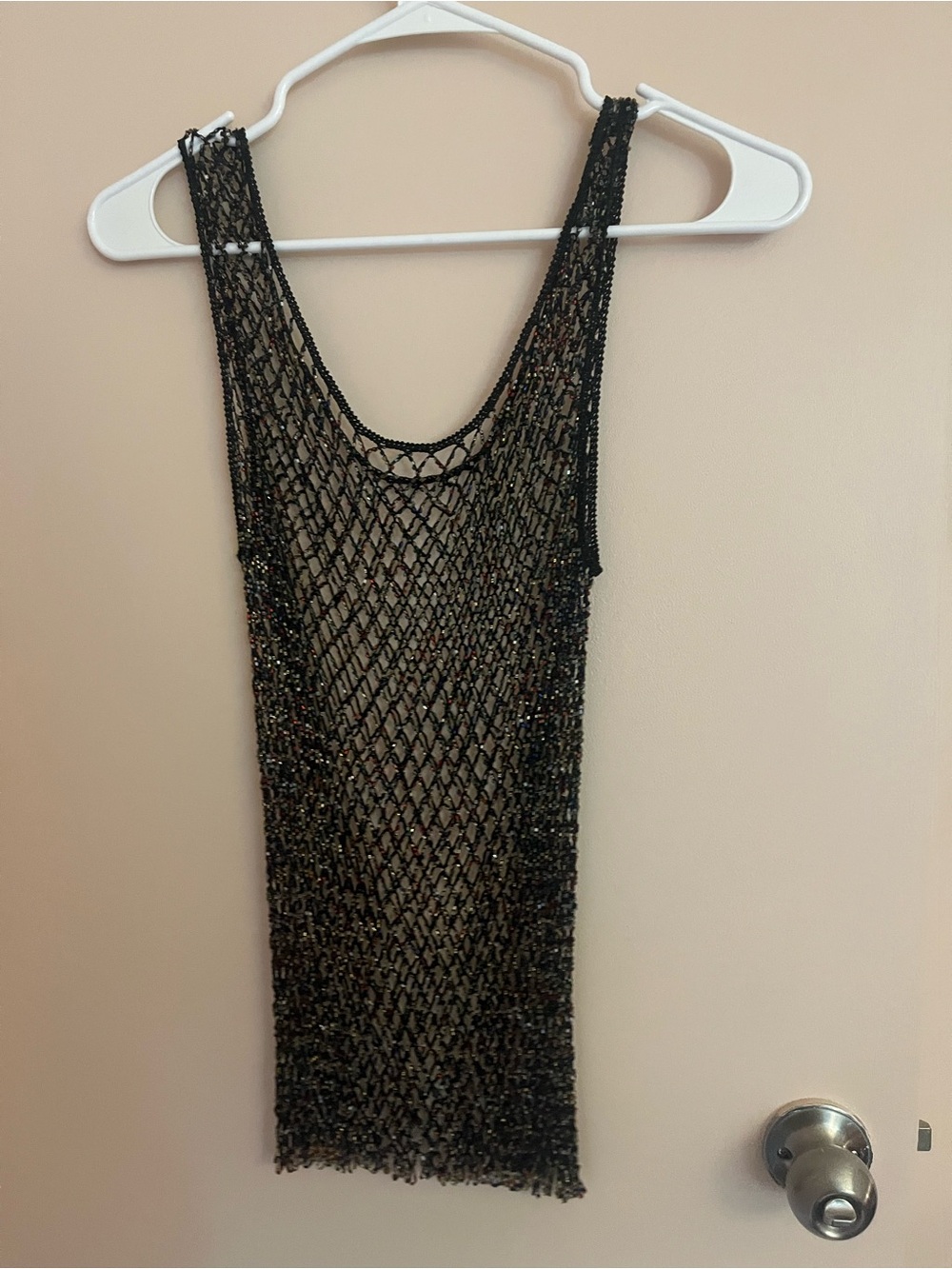 Black Beaded Mesh Tank